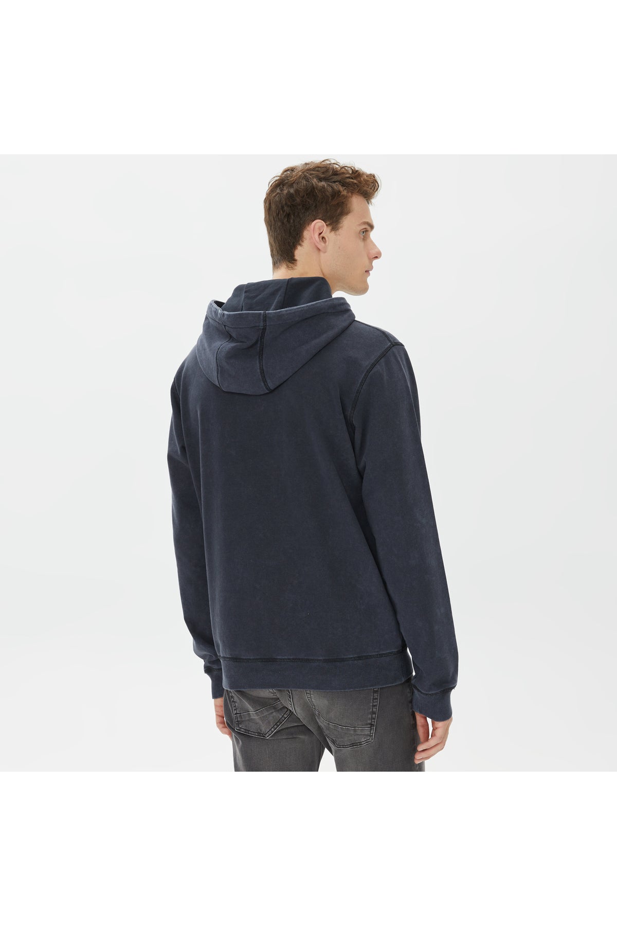 Tommy Hilfiger - Regular Washed Signature Hoodie Erkek Siyah Sweatshirt