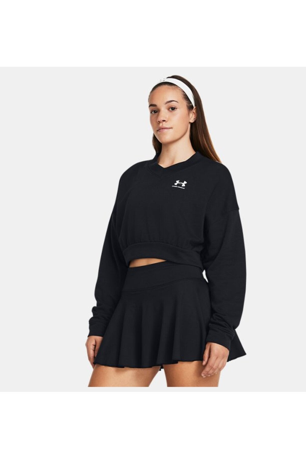 Under Armour - Kadın UA Rival Terry Oversized Crop Crew Uzun Kollu 1382738-001