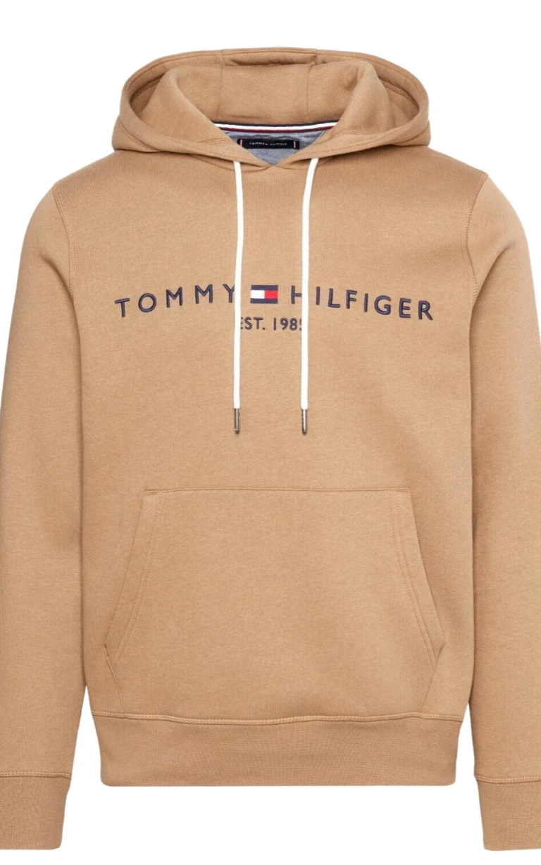 Tommy Hilfiger - Erkek Marka Logolu Kapüşonlu Uzun Kollu Günlük Kullanıma Uygun Kahverengi Sweatshirt