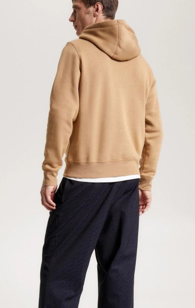 Tommy Hilfiger - Erkek Marka Logolu Kapüşonlu Uzun Kollu Günlük Kullanıma Uygun Kahverengi Sweatshirt